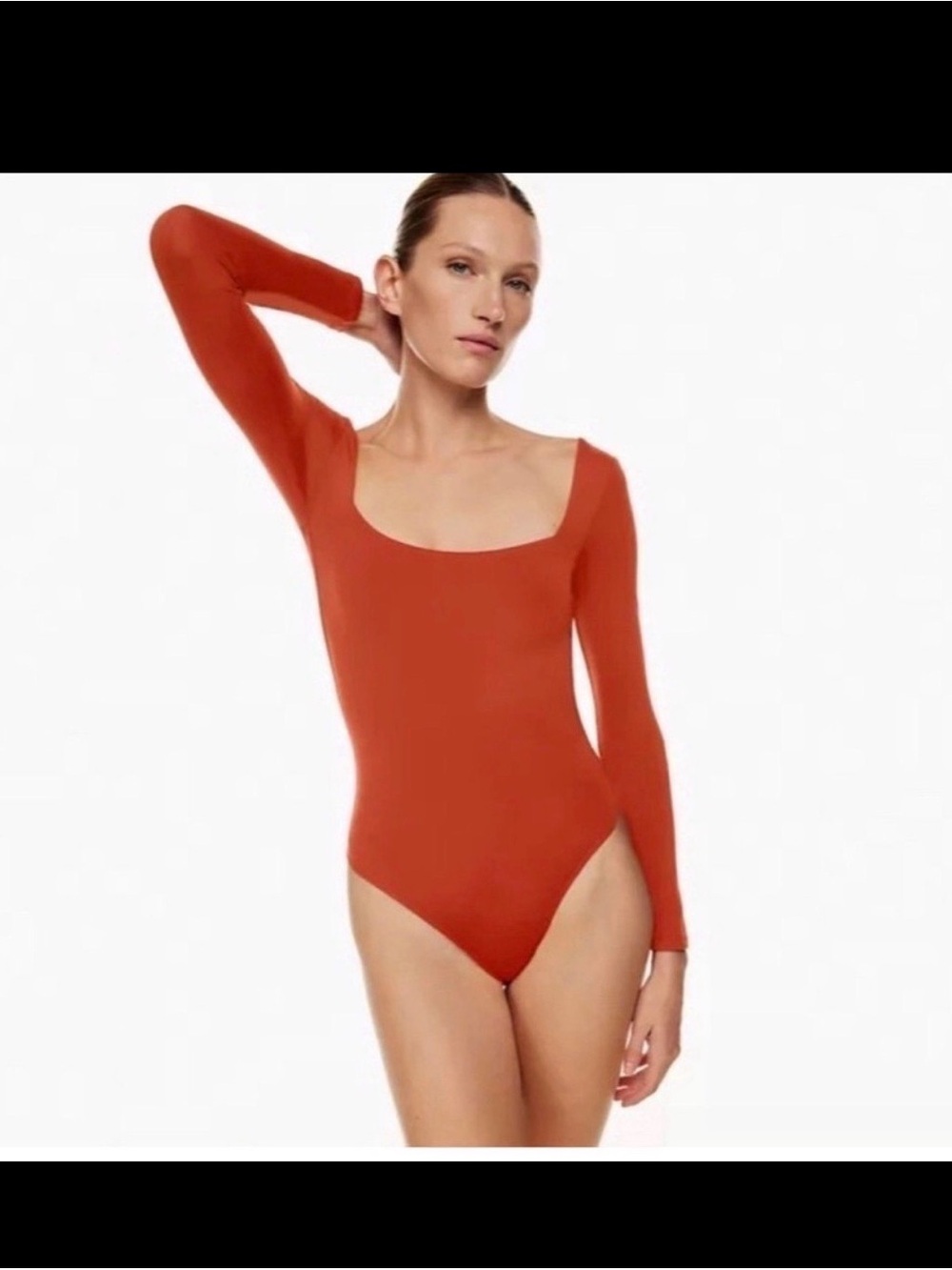 ARITZIA BABATON CONTOUR Rust SQUARE NECK LONG SLEEVE BODYSUIT